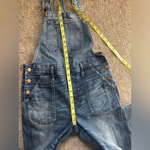 Madewell Skinny Overalls in Adrian Wash Blue Denim Size Small Distressed - Picture 12 of 16